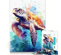 Rompecabezas de 1000 Piezas con diseño de Tortuga Marina en Acuarela para Adolescentes Juguete de lógica sólida, diversión Tranquila, Corte de precisión, Regalo increíble (38x26cm)