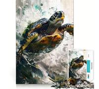 Rompecabezas de 1000 Piezas con diseño de Tortuga Marina en Acuarela para Adultos Juego Mental Divertido con tecnología Avanzada de Corte láser Un desafío entretenido para Pasar el Tiempo (50x75cm)