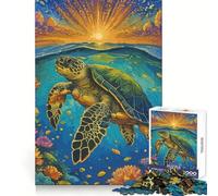 Rompecabezas de 1000 Piezas con diseño de Tortuga Marina Nadando al Atardecer, Ideal para Adolescentes Juguete de lógica sólida, diversión Tranquila, Corte de precisión, Regalo increíble (50x75cm)