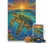 Rompecabezas de 1000 Piezas con diseño de Tortuga Marina Nadando al Atardecer para Adultos Juguete Inteligente para armar Juntos Diversión con Corte preciso Exhibición artística (38x26cm)