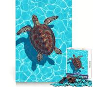 Rompecabezas de 1000 piezas con diseño de tortuga marina nadando en agua azul, ideal para adolescentes Juguete de lógica sólida, diversión tranquila, corte de precisión y un regalo increíble (38x26cm)