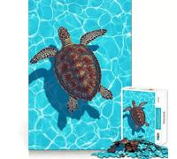 Rompecabezas de 1000 piezas con diseño de tortuga marina nadando en agua azul, ideal para adolescentes Juguete de lógica sólida, diversión tranquila, corte de precisión y un regalo increíble (38x26cm)