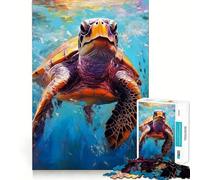 Rompecabezas de 1000 Piezas con diseño de Tortuga y Paleta de Colores Regalos para Adultos Juego de ingenio y diversión Regalo Encantador (50x75cm)