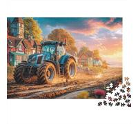 Rompecabezas de 1000 Piezas con diseño de Tractor arando un Campo, Paisaje Rural al Atardecer, para Adultos, Juego Educativo, decoración del hogar, difícil,cumpleaños de 70 x 50 cm