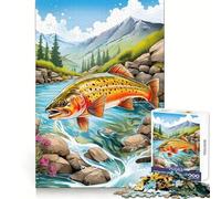 Rompecabezas de 1000 Piezas con diseño de Trucha, Pescador y pez Ideal para Adultos Ejercicio cognitivo, Relajante y Divertido Sin Bordes ásperos (50x75cm)