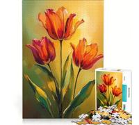 Rompecabezas de 1000 Piezas con diseño de Tulipanes Naranjas Juguete Educativo Juego de Velocidad Manual con Piezas de Formas aleatorias Que encajan Perfectamente 38x26cm
