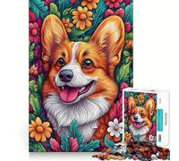 Rompecabezas de 1000 Piezas con diseño de un Corgi galés Entre Flores Ideal para Adolescentes Divertido Juego de Memoria Encaja Perfectamente sin Dejar Huecos Actividad Nocturna Familiar