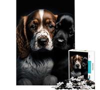 Rompecabezas de 1000 piezas con diseño de un dúo de Cocker Spaniel Inglés Juguetes adictivos para cultivar la paciencia Juegos relajantes para aliviar el estrés Excelentes regalos y juguetes (38x52cm)