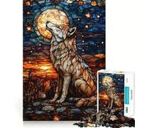 Rompecabezas de 1000 Piezas con diseño de un Lobo Aullando a la Luna,Ideal para Adultos Entrenamiento Cerebral Divertido,componentes Resistentes y de Corte Limpio Actividad Relajante para desconectar
