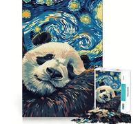Rompecabezas de 1000 Piezas con diseño de un Panda durmiendo en una Noche Estrellada, Ideal para Adolescentes Juguete Inteligente para el hogar Corte preciso Regalo Original 38x26cm