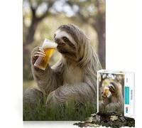 Rompecabezas de 1000 Piezas con diseño de un Perezoso Bebiendo Cerveza para Adultos Juguete de lógica Mental, antiestrés, Corte Firme, Regalo increíble 38x52cm