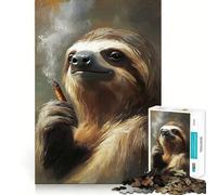 Rompecabezas de 1000 Piezas con diseño de un Perezoso fumando un cigarro para Adultos Un Rompecabezas Mental Relajante y Divertido para armar Una cálida Sorpresa 38x52cm