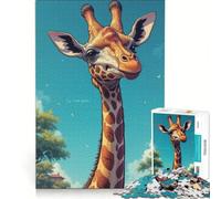 Rompecabezas de 1000 Piezas con diseño de una Adorable Jirafa Juego práctico, Ideal para divertirse en casa y Decorar el Escritorio 38x26cm