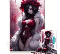 Rompecabezas de 1000 Piezas con diseño de una Dama de Anime con una Rosa sangrienta,Arte de Corte preciso,Actividad de Juego Inteligente,Tiempo de Juego Tranquilo,Regalo de decoración de cumpleaños