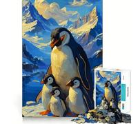 Rompecabezas de 1000 Piezas con diseño de una Familia de pingüinos en un Paisaje de montaña Nevada para Adolescentes un Juguete Que estimula el intelecto fomenta la unión Familiar y es un Regalo