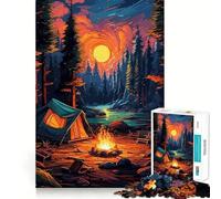 Rompecabezas de 1000 Piezas con diseño de una Hermosa Noche de Campamento,Corte sin Costuras,Juego Mental,Regalo,Juego Casual,decoración navideña para el hogar (38x26cm)