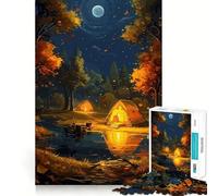 Rompecabezas de 1000 Piezas con diseño de una Hermosa Noche de Campamento Juego de lógica de Corte preciso Juego Relajante (38x52cm)