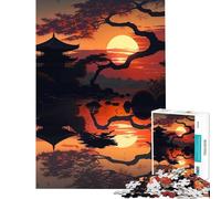 Rompecabezas de 1000 Piezas con diseño de una Hermosa Puesta de Sol Japonesa Juego de ingenio para ejercitar la Mente Juguete adictivo Regalo Ideal para cumpleaños Desafío difícil (tamaño 38x52cm)