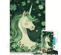 Rompecabezas de 1000 Piezas con diseño de Unicornio para el Día de San Patricio Juguete Que desafía la Mente Troquelado de Alta precisión Un Reto Divertido para Pasar el Tiempo (50x75cm)