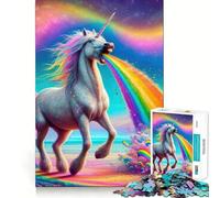 Rompecabezas de 1000 Piezas con diseño de Unicornio vomitando arcoíris para Adultos Diversión para Entrenar la Mente Piezas sin Rebabas y de Corte Limpio Actividad para Compartir en Familia (50x75cm)