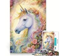 Rompecabezas de 1000 Piezas con diseño de Unicornio y Flores románticas para Adolescentes Juguete de lógica Resistente Tiempo de Tranquilidad Bordes Transparentes Regalo Creativo (38x52cm)