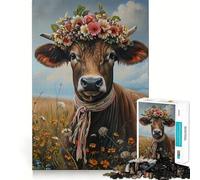 Rompecabezas de 1000 Piezas con diseño de Vaca Suiza en una Granja Rural para Adultos Juguete para ejercitar la Mente Diversión en Interiores Arte de Bordes precisos Coleccionable 50x75cm