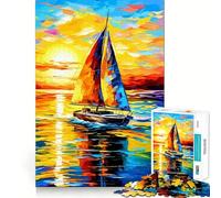 Rompecabezas de 1000 Piezas con diseño de velero al Atardecer para Adolescentes Juguete de lógica y Entretenimiento Corte Suave (38x52cm)