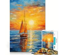 Rompecabezas de 1000 Piezas con diseño de velero al Atardecer para Adultos Ayuda a Mejorar la Memoria y Calma la Mente Diseño, Montaje y Regalo Creativo (50x75cm)