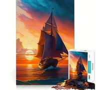 Rompecabezas de 1000 Piezas con diseño de velero al Atardecer para Adultos Juguete de lógica Fina para el Tiempo Libre Arte de Bordes limpios y Coleccionable (38x52cm)