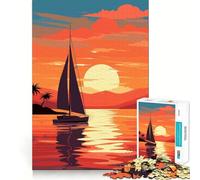 Rompecabezas de 1000 Piezas con diseño de velero al Atardecer para Adultos Mejora la Memoria, Alivia la ansiedad y Tiene Bordes precisos Sorpresa navideña (50x75cm)