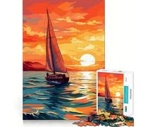 Rompecabezas de 1000 Piezas con diseño de velero al Atardecer para Adultos y Adolescentes Juguete Intelectual para el hogar Disfrute de un Corte de Calidad Regalo clásico (38x52cm)