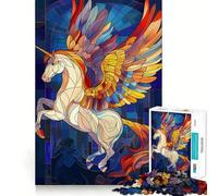 Rompecabezas de 1000 Piezas con diseño de vidrieras de Pegaso para Adolescentes Juguete de Habilidad para desarrollar Habilidades y Compartir Decoración de Pared con Corte preciso (38x52cm)