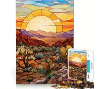 Rompecabezas de 1000 Piezas con diseño de vidrieras del Desierto para Adultos Juguete Mental Relajante y Divertido Corte Premium Regalo de cumpleaños 38x26cm