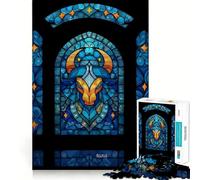 Rompecabezas de 1000 Piezas con diseño de vidrieras del Signo Zodiacal Tauro para Adultos Juguete para ejercitar la Mente y Relajarse Corte Perfecto Regalo Memorable 38x26cm