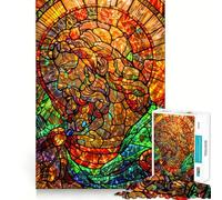 Rompecabezas de 1000 Piezas con diseño de vidrieras, Ideal para Adolescentes, Que estimula la Memoria y la relajación Diseño para armar y Decorar la Pared 50x75cm