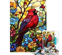 Rompecabezas de 1000 Piezas con diseño de vidrieras y cardenales un desafío para la Inteligencia Cerebral Juguetes adictivos Juegos educativos decoración para el hogar Regalos de cumpleaños (38x52cm)