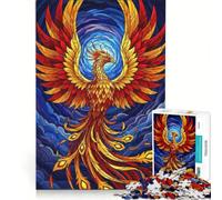 Rompecabezas de 1000 Piezas con diseño de vidrieras y el resurgir del Fénix Juego de ingenio Regalo de cumpleaños con Piezas de Formas aleatorias Que encajan Perfectamente 38x26cm