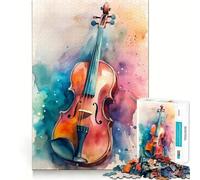 Rompecabezas de 1000 Piezas con diseño de violín en Acuarela para Adolescentes Juego de Memoria Mental Cierre Seguro sin Piezas Sueltas Ideal para Llevar de Viaje Juego para ejercitar la Mente Regalo