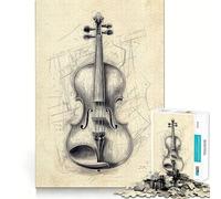 Rompecabezas de 1000 Piezas con diseño de violín para Adultos Diversión para ejercitar la Mente Piezas sin Rebabas y de Corte Limpio Actividad para Compartir en Familia (38x26cm)