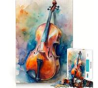 Rompecabezas de 1000 Piezas con diseño de Violonchelo en Acuarela para Adultos Juego para ejercitar la Mente Corte láser para un Ajuste Actividad gratificante para días lluviosos (38x26cm)