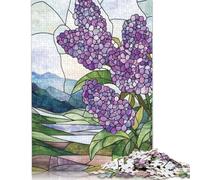 Rompecabezas de 1000 Piezas con diseño de vitral Lila para Adultos y niños, Juego de Rompecabezas de Papel, 38 x 26 cm, 1000 Piezas
