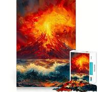 Rompecabezas de 1000 Piezas con diseño de volcán oceánico para Adolescentes Rompecabezas con Efecto de Memoria, luz Relajante y diseño de Imagen (38x52cm)