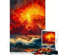 Rompecabezas de 1000 Piezas con diseño de volcán oceánico para Adolescentes Rompecabezas con Efecto de Memoria, luz Relajante y diseño de Imagen (38x52cm)