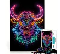 Rompecabezas de 1000 Piezas con diseño de Yak neón para Adultos Juego Inteligente, Divertido y Relajante Diseño Elegante para armar Regalo Ideal (38x52cm)