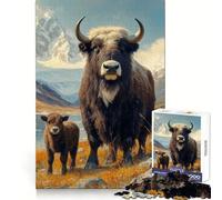 Rompecabezas de 1000 Piezas con diseño de Yak y Ternero en un Paisaje de montaña, Ideal para Adolescentes Un Regalo Memorable y Divertido (50x75cm)