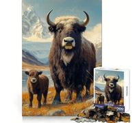 Rompecabezas de 1000 Piezas con diseño de Yak y Ternero en un Paisaje de montaña para Adolescentes Permite Recordar Momentos de Tranquilidad y Disfrutar de un Momento de Paz Bordes precisos Sorpresa