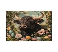 Rompecabezas de 1000 piezas con diseño de yak y vida silvestre de primavera y Pascua para adultos, rompecabezas de madera, decoración impresa escénica para entretenimiento creativo