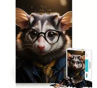 Rompecabezas de 1000 Piezas con diseño de zarigüeya y Gafas Modernas para Adultos, Juguete para ejercitar la Mente, Alivio del estrés, decoración de Pared con Bordes definidos (38x52cm)