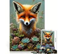 Rompecabezas de 1000 Piezas con diseño de zorrito bebé y Flores para adolescentesIdeal para ejercitar la Mente, divertirse y relajarseCierre seguroRegalo único (38x52cm)