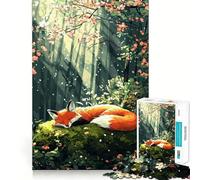 Rompecabezas de 1000 Piezas con diseño de Zorro durmiendo en el Bosque, Ideal para Adolescentes Juguete para desarrollar la lógica, Ligero y Relajante Corte preciso Regalo clásico 38x52cm